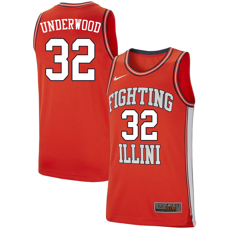Men #32 Tyler Underwood Illinois Fighting Illini College Basketball Jerseys Sale-Retro